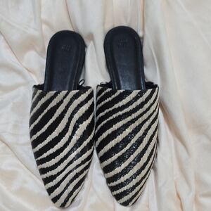 H&M Black and White Striped Women's Mules